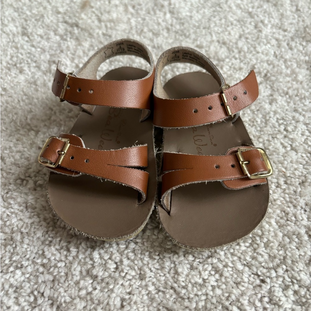 Sun-San Sea Wees Toddler Brown Leather Sandals size 3
